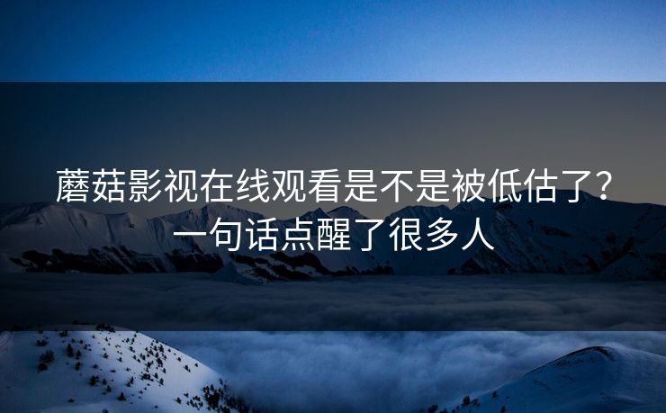 蘑菇影视在线观看是不是被低估了？一句话点醒了很多人