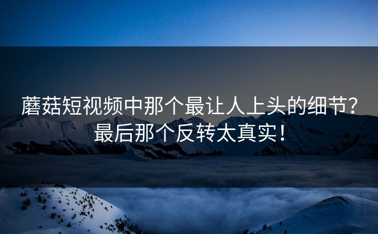蘑菇短视频中那个最让人上头的细节？最后那个反转太真实！